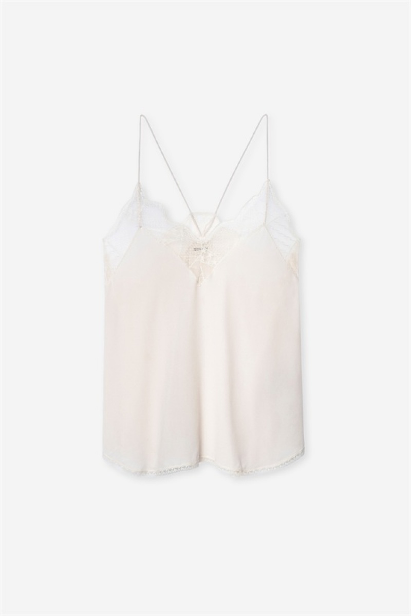 Zadig & Voltaire Christy Camisole Białe | ZV-256320