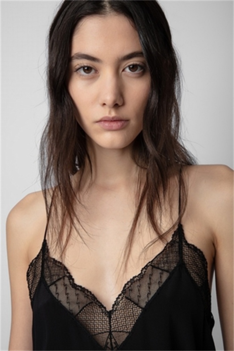 Zadig & Voltaire Christy Camisole Czarne | ZV-256319