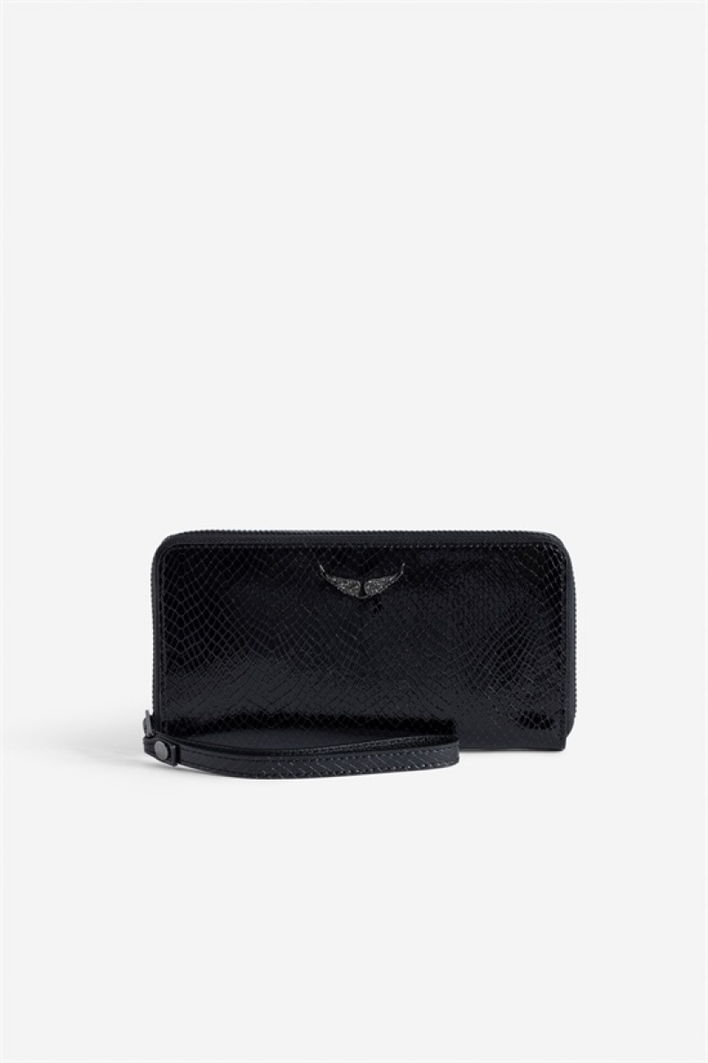 Zadig & Voltaire Compagnon Glossy Wallet Czarne | ZV-255902