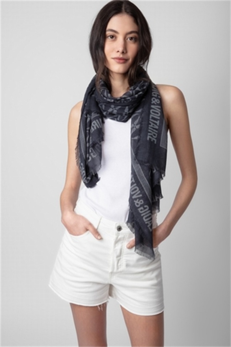 Zadig & Voltaire Delta Rock Scarf Czarne | ZV-255817