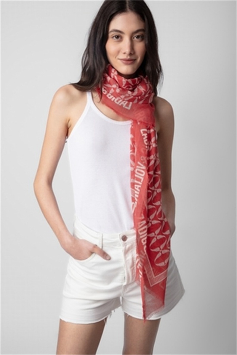 Zadig & Voltaire Delta Rock Scarf Czerwone | ZV-255816