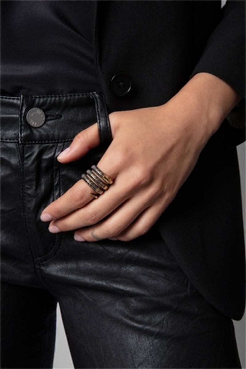 Zadig & Voltaire Double Snake Ring Złote | ZV-255883