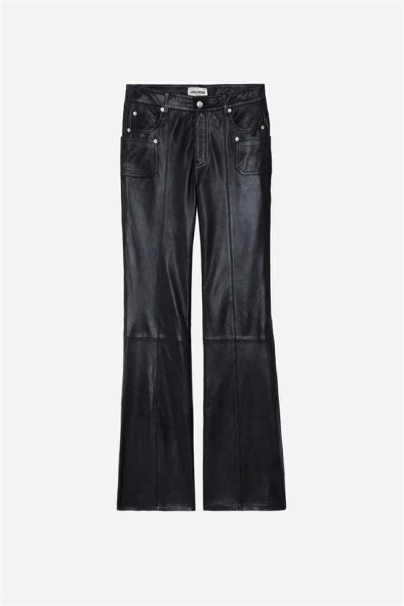 Zadig & Voltaire Elvir Skórzane Pants Czarne | ZV-256224