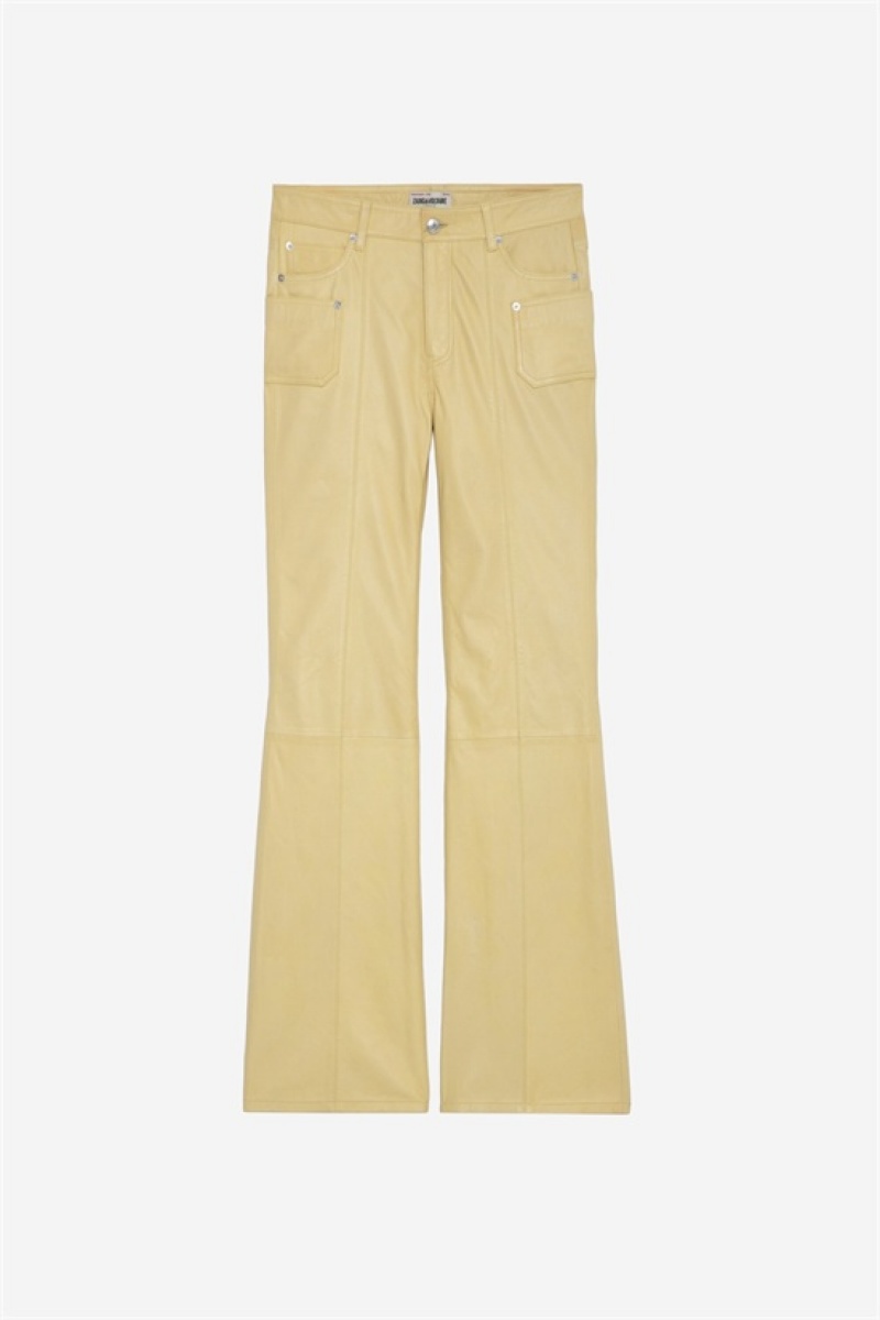 Zadig & Voltaire Elvir Skórzane Pants Żółte | ZV-256225