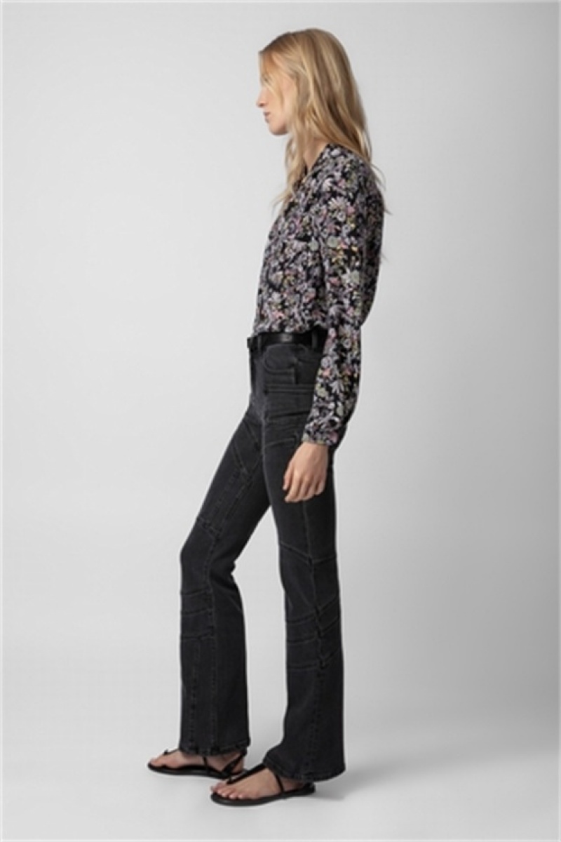 Zadig & Voltaire Elvira Jeans Ciemny Szare | ZV-256203