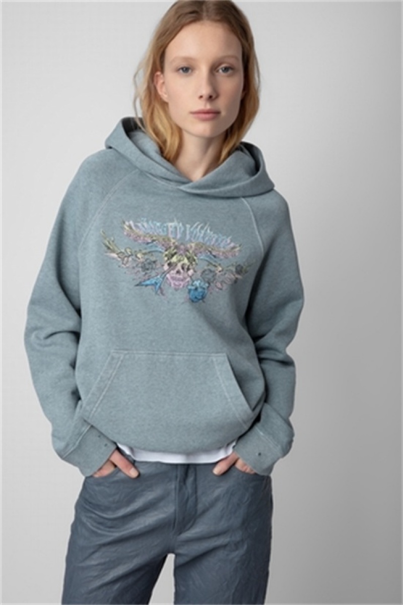 Zadig & Voltaire Georgy Concert Diamante Hoodie Niebieskie | ZV-256251