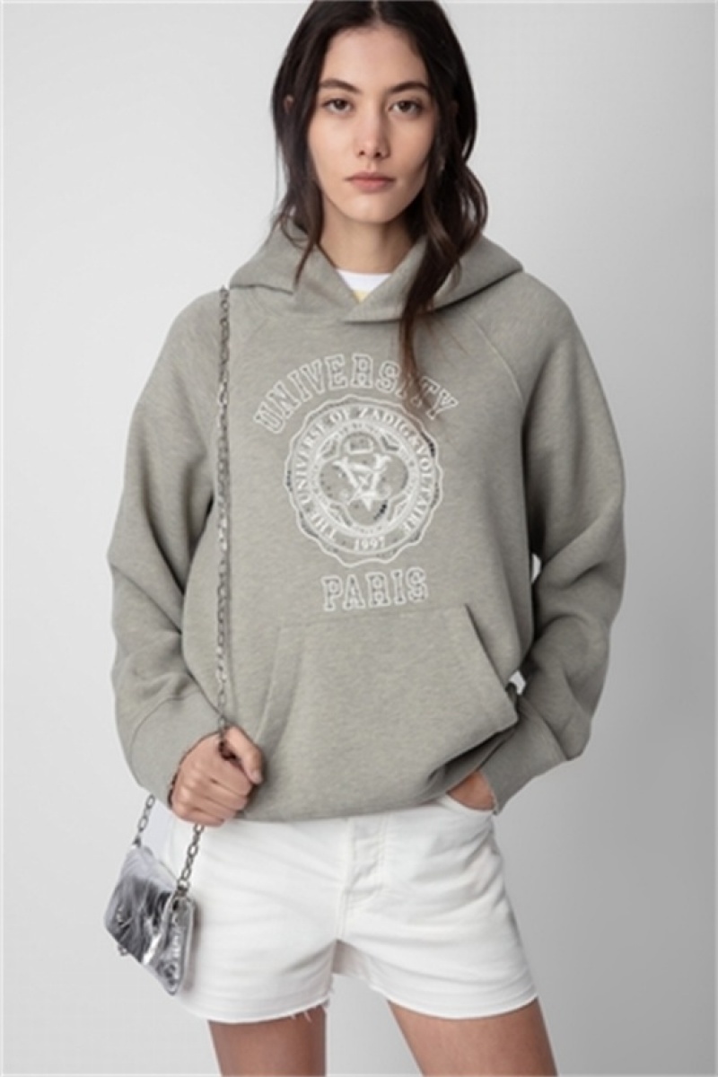 Zadig & Voltaire Georgy Diamante Hoodie Khaki | ZV-256244