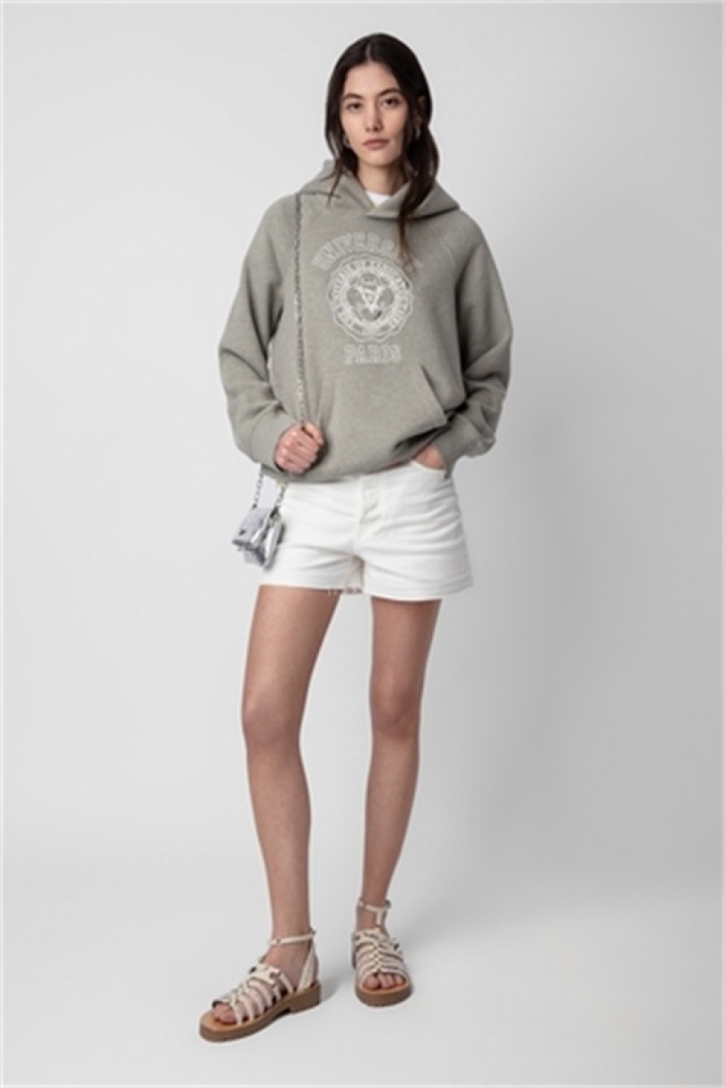 Zadig & Voltaire Georgy Diamante Hoodie Khaki | ZV-256244