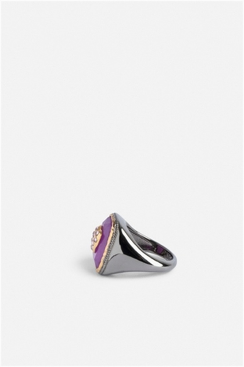 Zadig & Voltaire Heart Signet Ring Fioletowe | ZV-255897