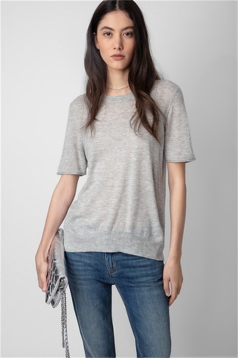 Zadig & Voltaire Ida Cashmere T-shirt Szare | ZV-256428