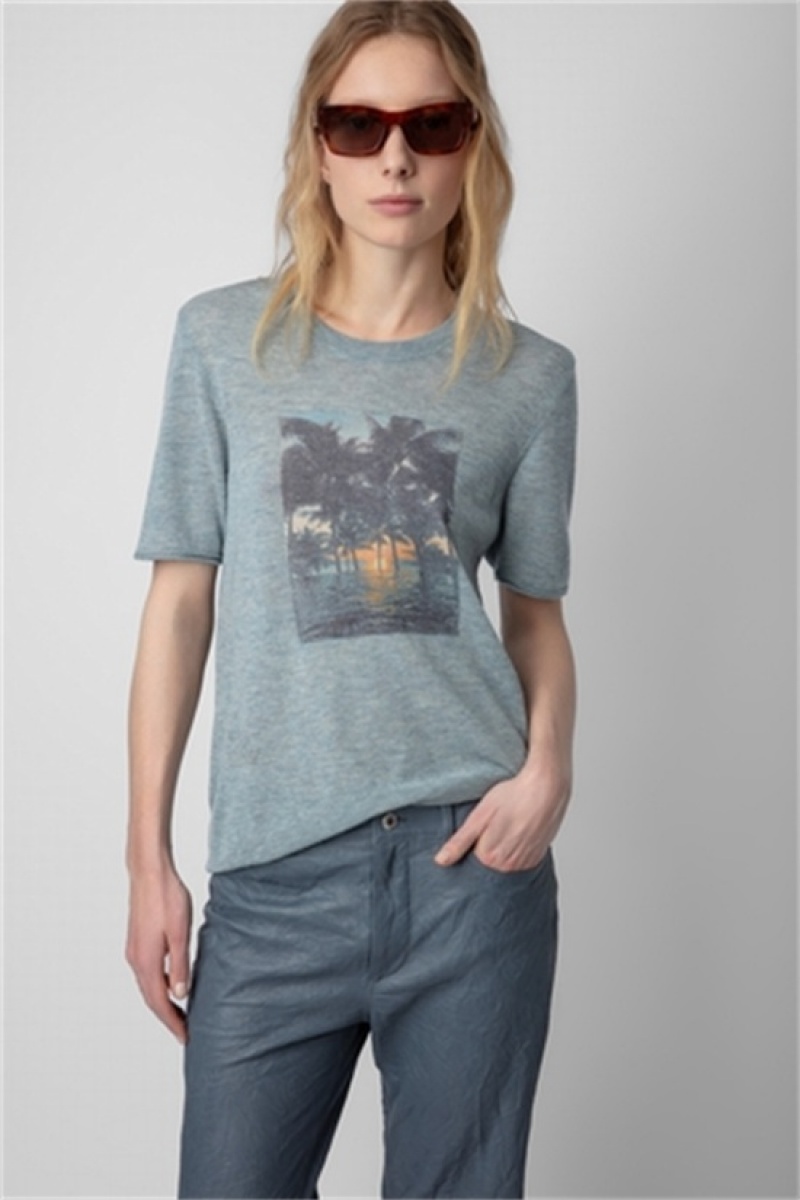 Zadig & Voltaire Ida Photoprint Cashmere Jumper Szare | ZV-256455