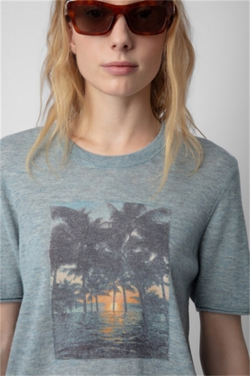 Zadig & Voltaire Ida Photoprint Cashmere Jumper Szare | ZV-256455