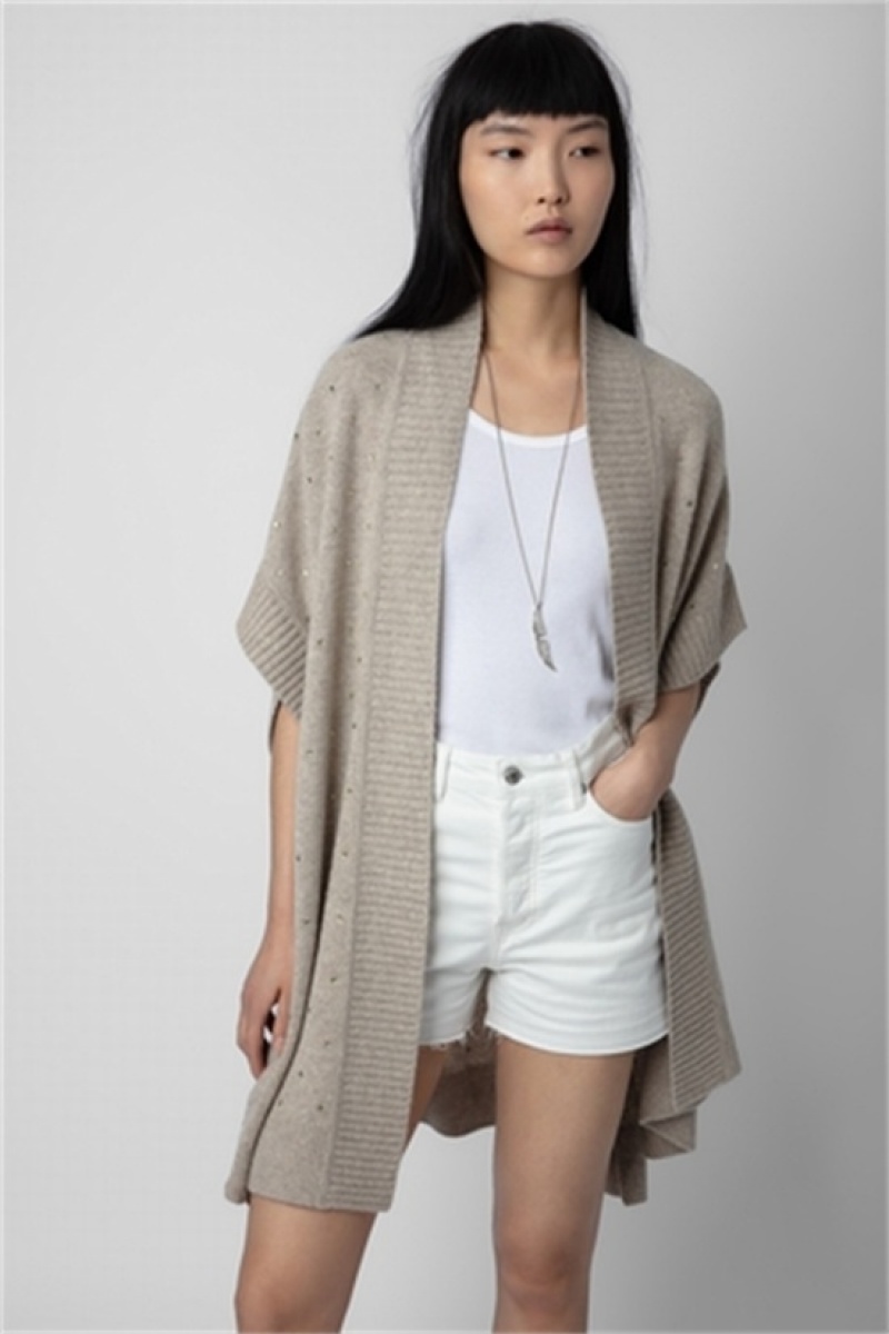 Zadig & Voltaire Indiany Cashmere Cardigan Głęboka Beżowe | ZV-256432