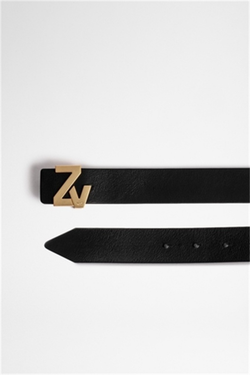 Zadig & Voltaire Initiale Belt Czarne | ZV-255837