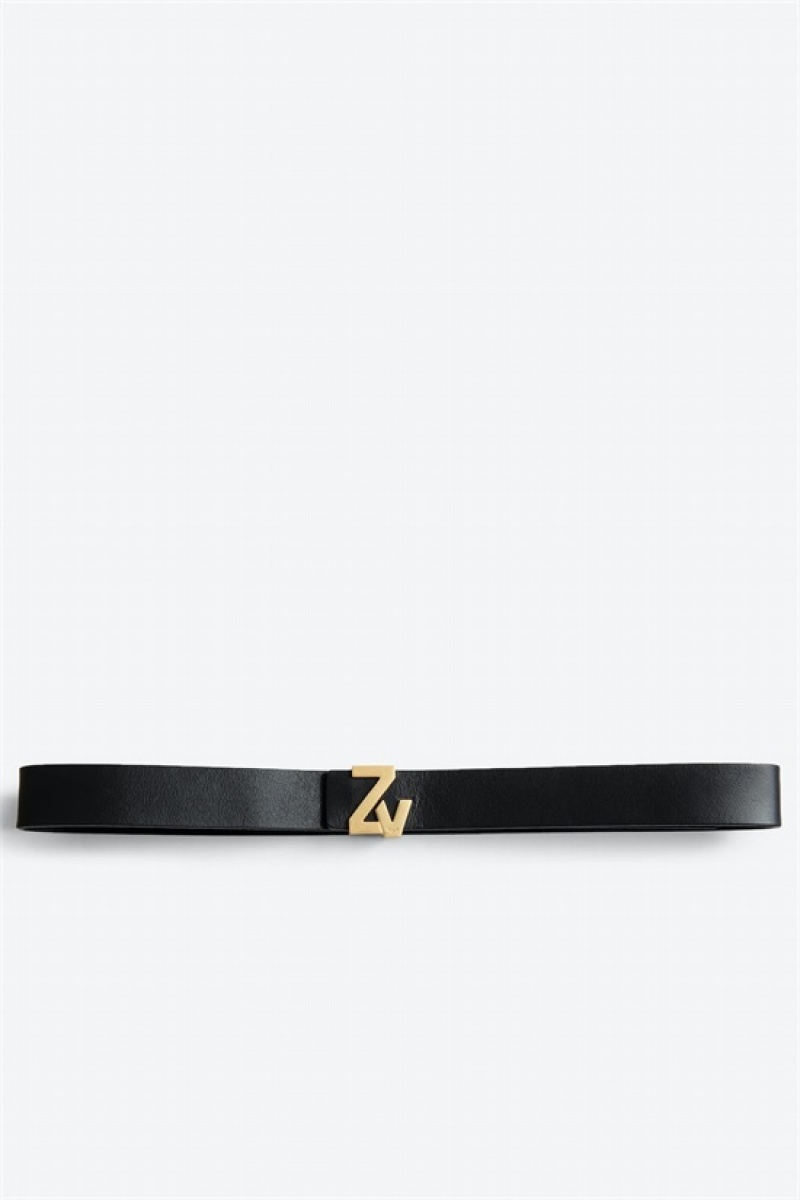 Zadig & Voltaire Initiale Belt Czarne | ZV-255837