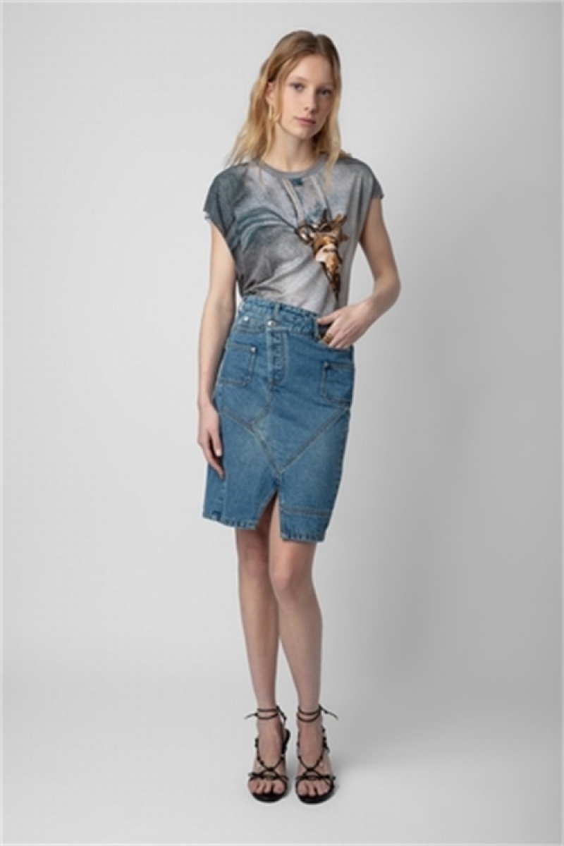 Zadig & Voltaire Jinko Denim Skirt Głęboka Niebieskie | ZV-256363