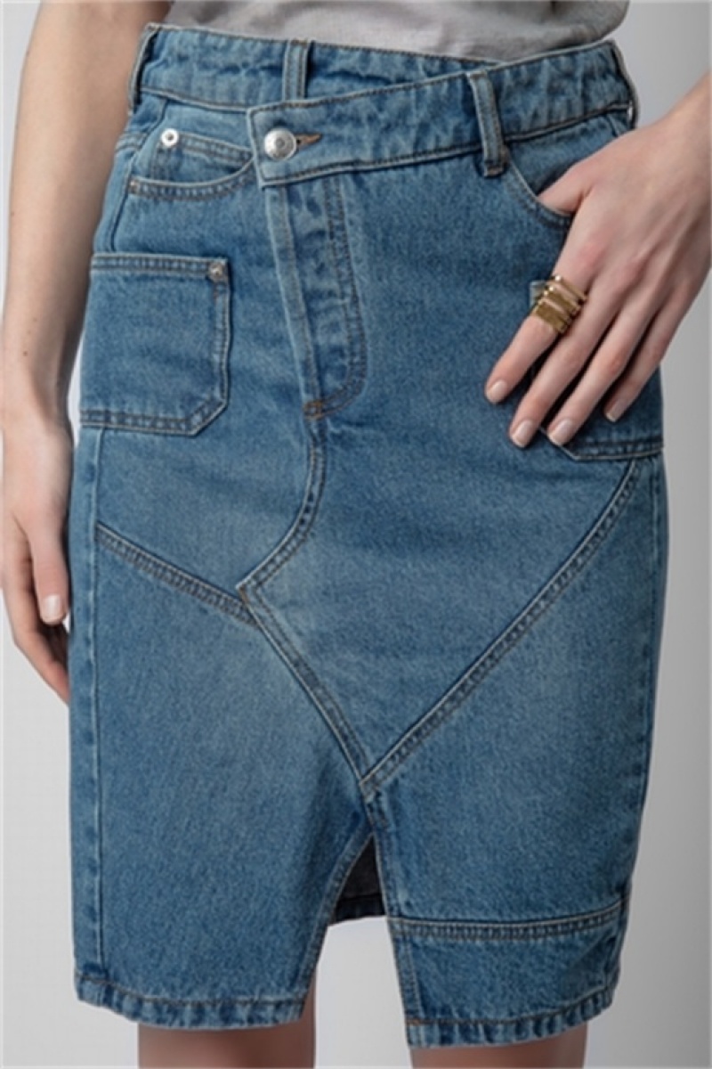 Zadig & Voltaire Jinko Denim Skirt Głęboka Niebieskie | ZV-256363