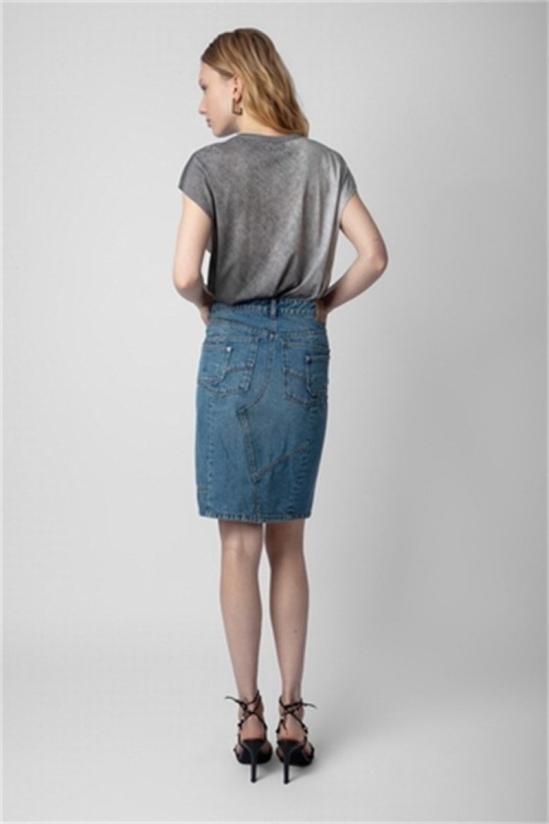 Zadig & Voltaire Jinko Denim Skirt Głęboka Niebieskie | ZV-256363