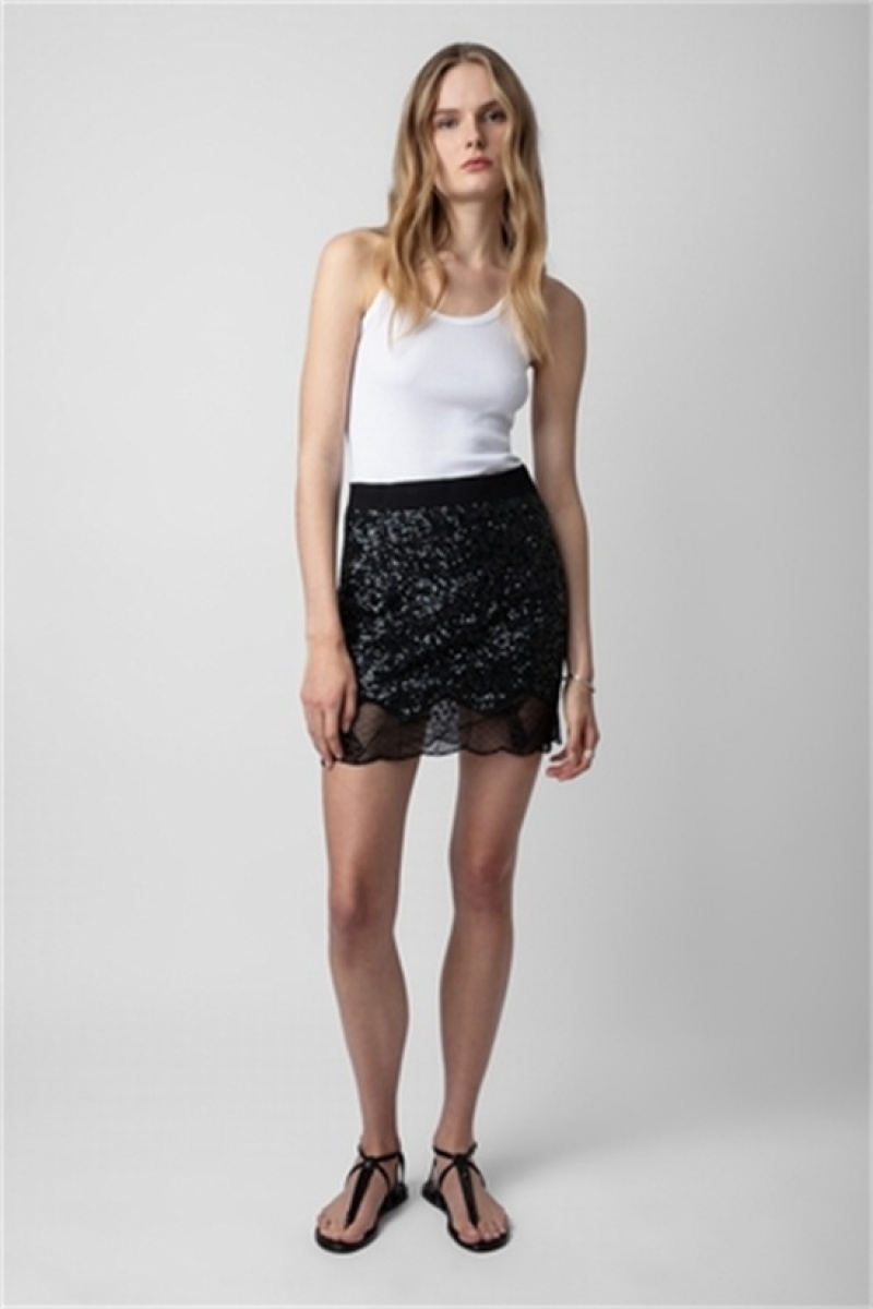 Zadig & Voltaire Justicias Sequins Skirt Czarne | ZV-256402