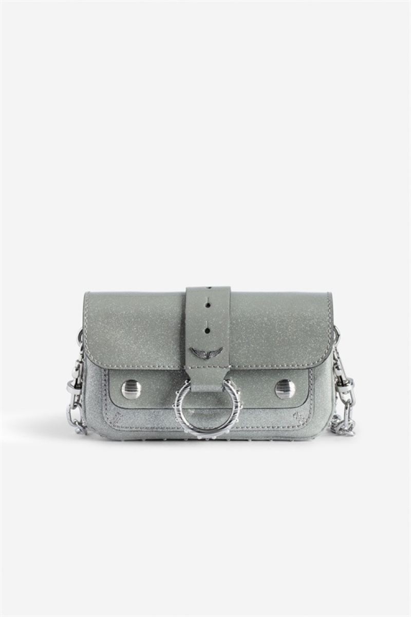 Zadig & Voltaire Kate Wallet Mettalic Bag Srebrne | ZV-256126