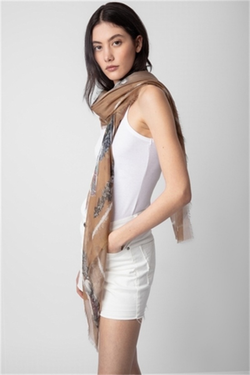 Zadig & Voltaire Kerry Scarf Brązowe | ZV-255822