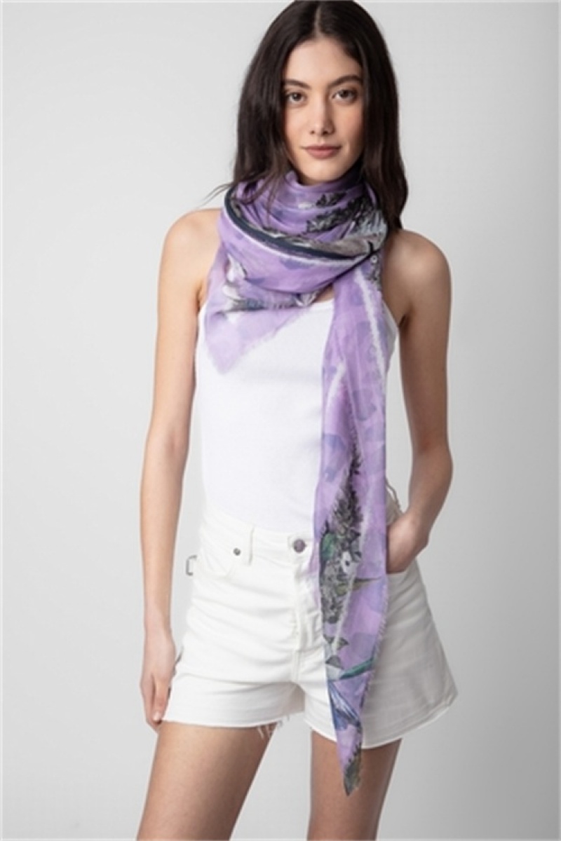 Zadig & Voltaire Kerry Scarf Fioletowe | ZV-255821