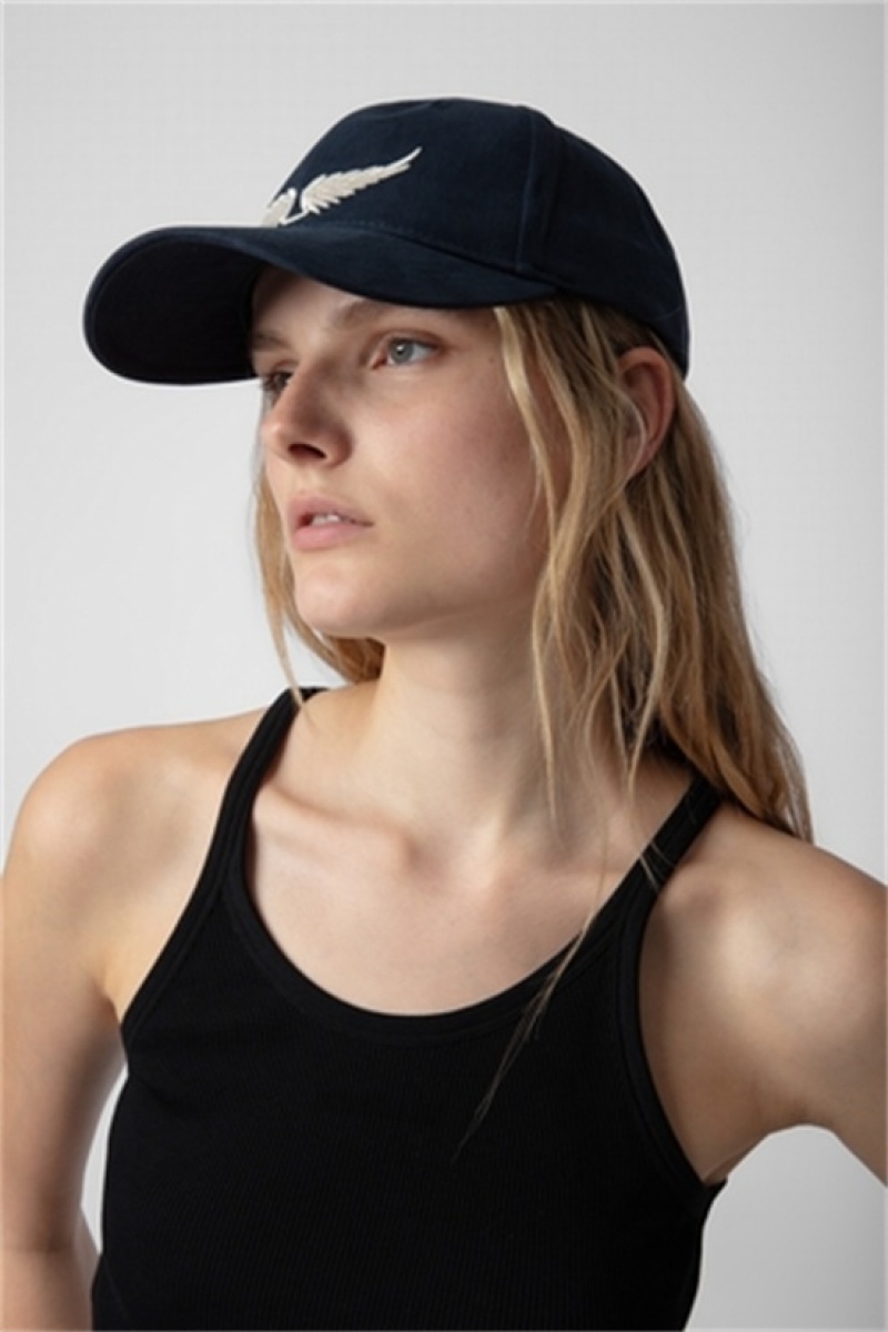 Zadig & Voltaire Klelia Rock Cap Ciemny Niebieskie | ZV-255812