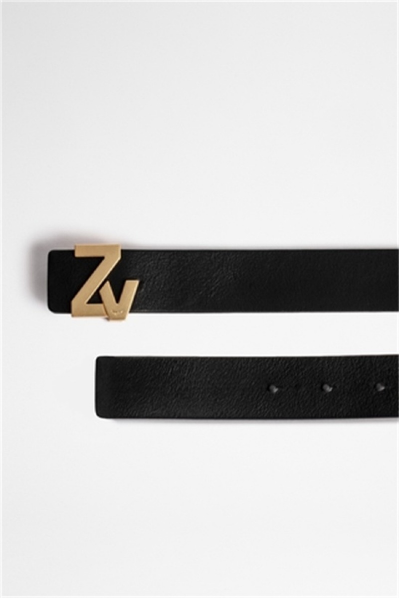 Zadig & Voltaire La Belt Initiale Belt Czarne | ZV-255835