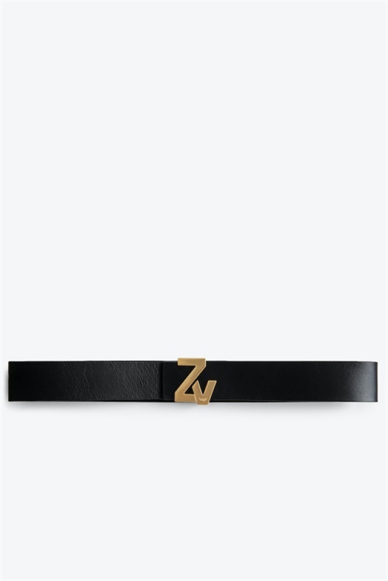 Zadig & Voltaire La Belt Initiale Belt Czarne | ZV-255835