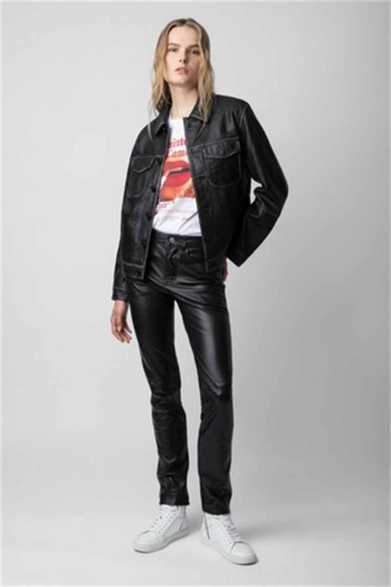 Zadig & Voltaire Lasso Skórzane Jacket Czarne | ZV-255757