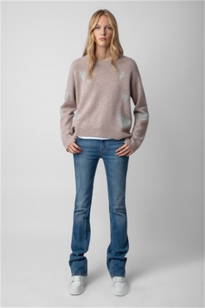 Zadig & Voltaire Markus Heart Cashmere Swetry Różowe | ZV-256451