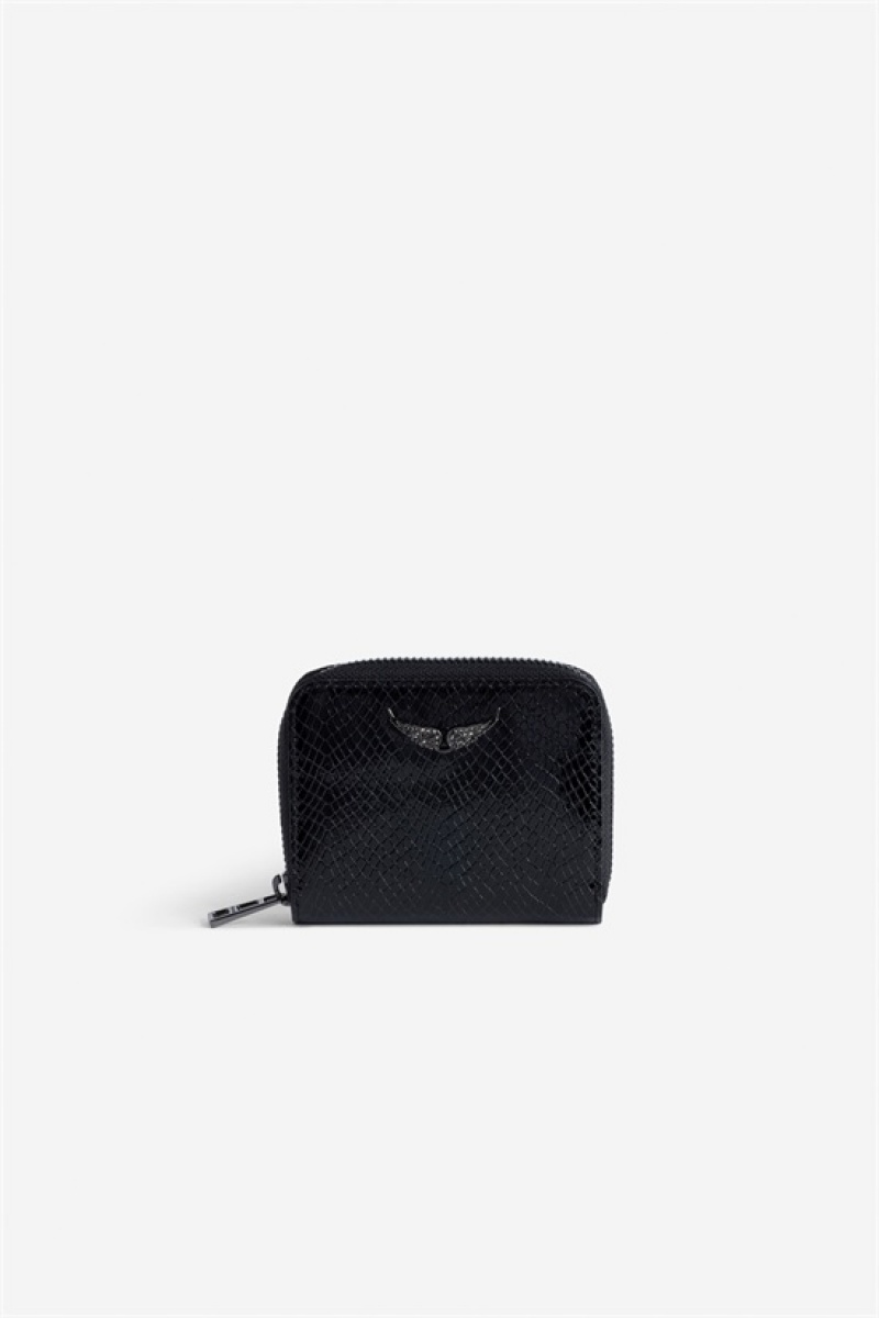 Zadig & Voltaire Mini Glossy Wallet Czarne | ZV-255933