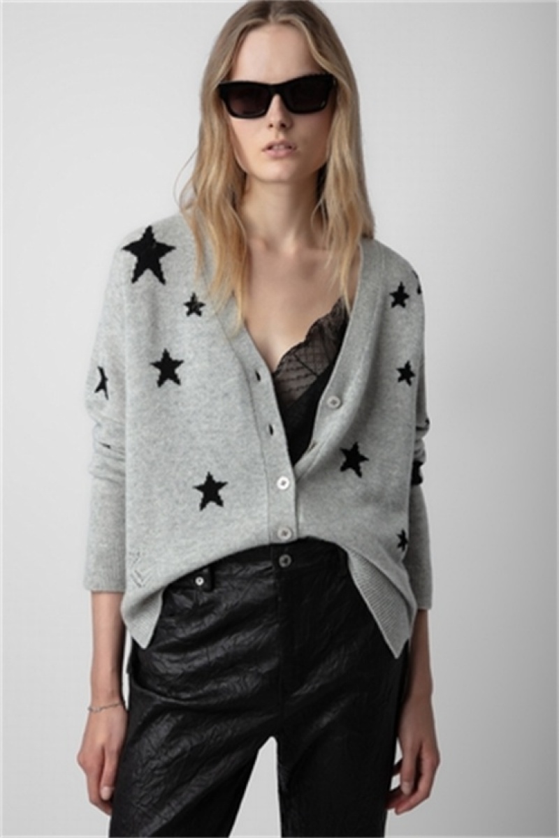 Zadig & Voltaire Mirka Stars Cardigan Szare | ZV-256462