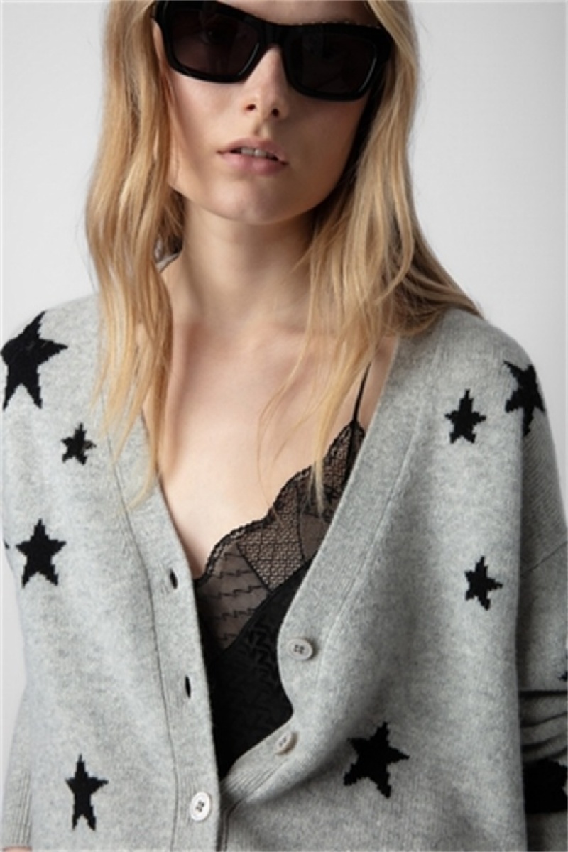 Zadig & Voltaire Mirka Stars Cardigan Szare | ZV-256462