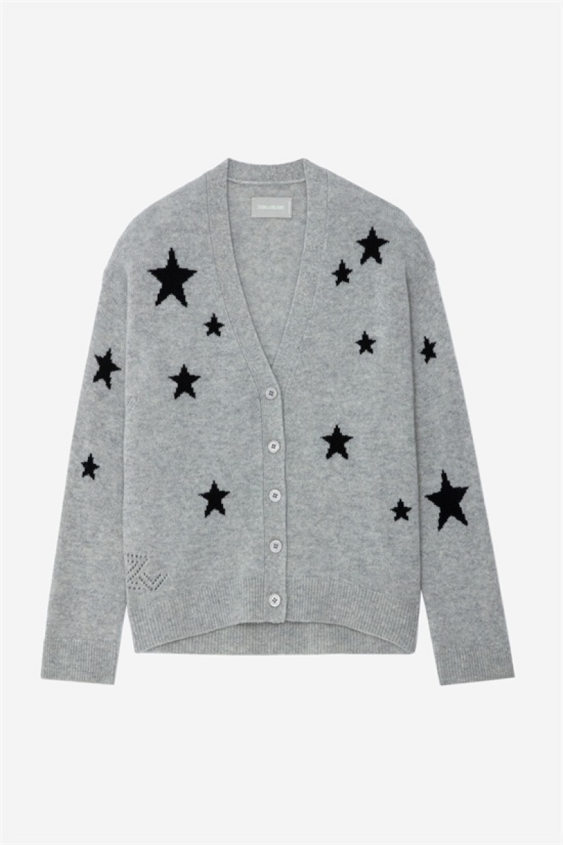 Zadig & Voltaire Mirka Stars Cardigan Szare | ZV-256462