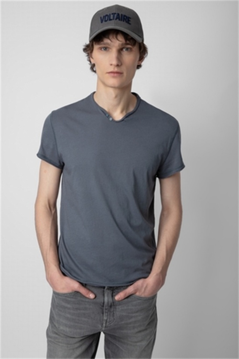 Zadig & Voltaire Monasti Arrow Henley T-shirt Szare | ZV-255688