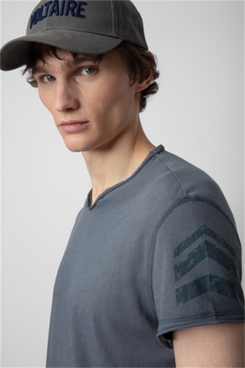 Zadig & Voltaire Monasti Arrow Henley T-shirt Szare | ZV-255688