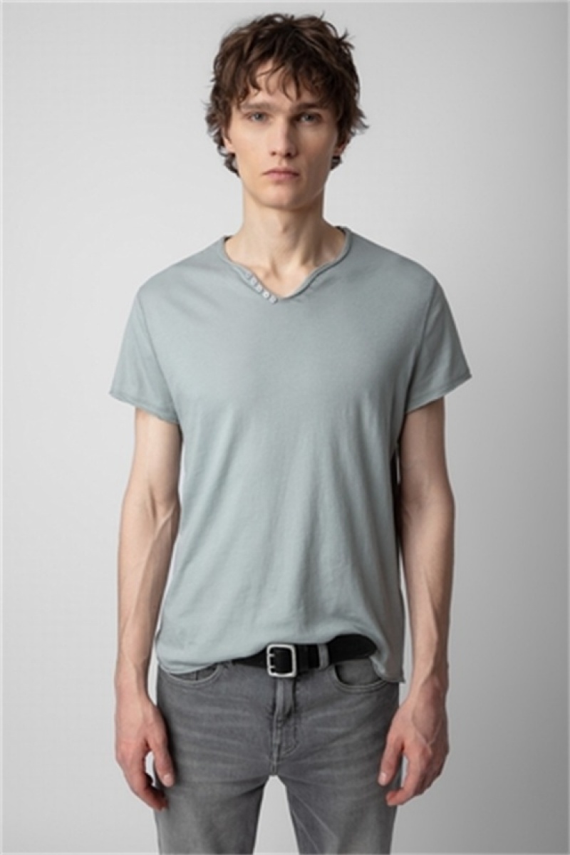 Zadig & Voltaire Monastir Henley T-shirt Szare | ZV-255681