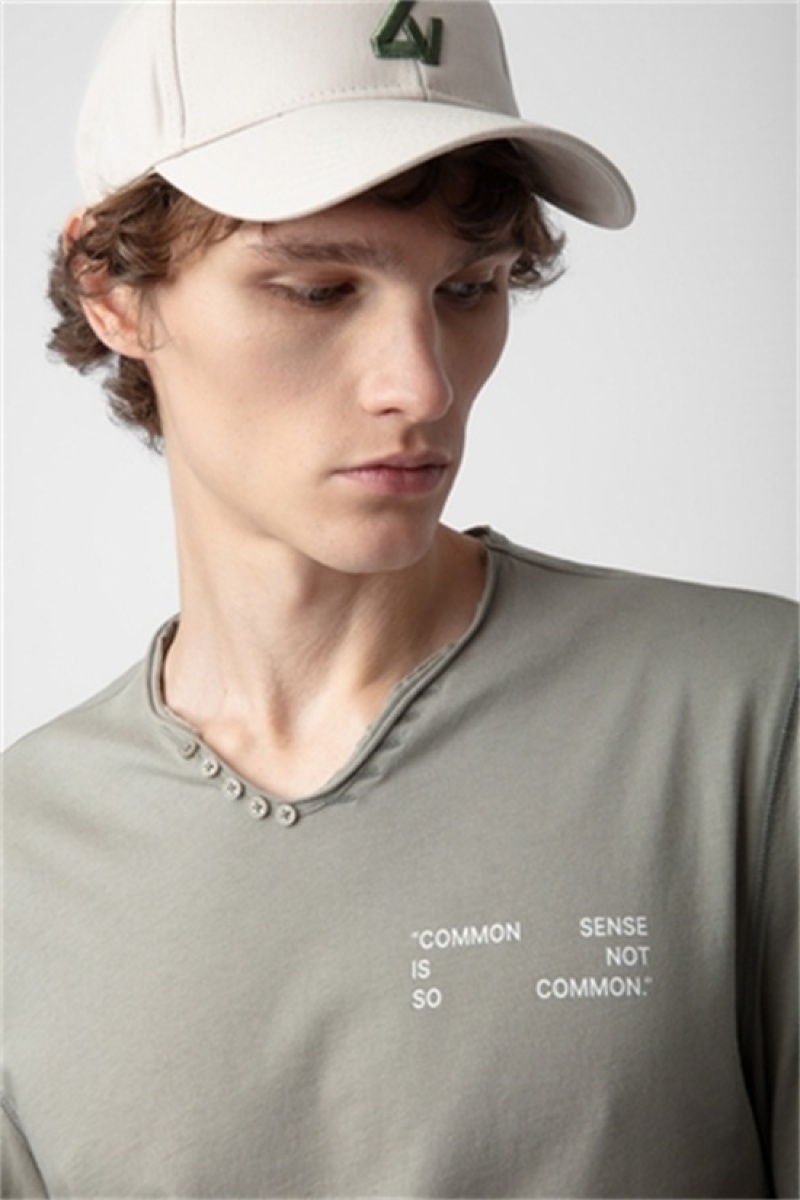 Zadig & Voltaire Monastir Photoprint T-shirt Khaki | ZV-255682