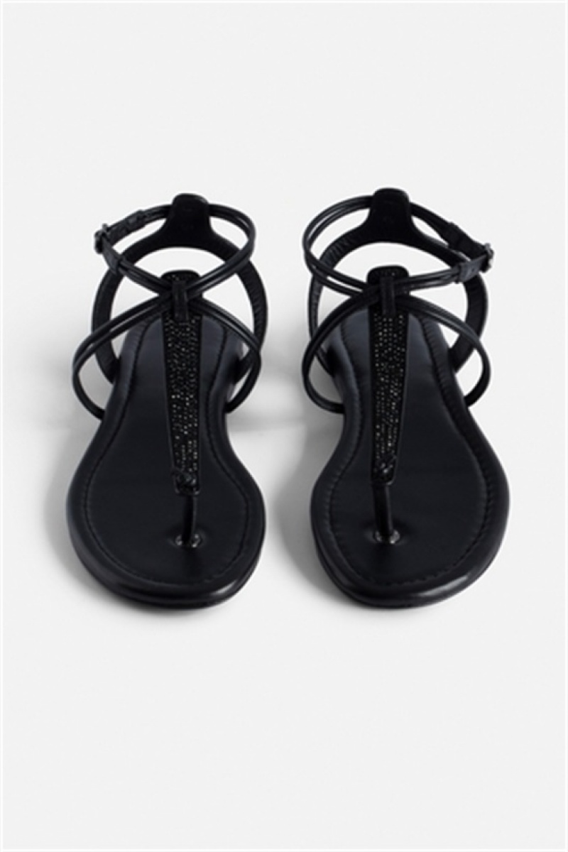 Zadig & Voltaire Moonstar Zamszowe Sandals Czarne | ZV-255789