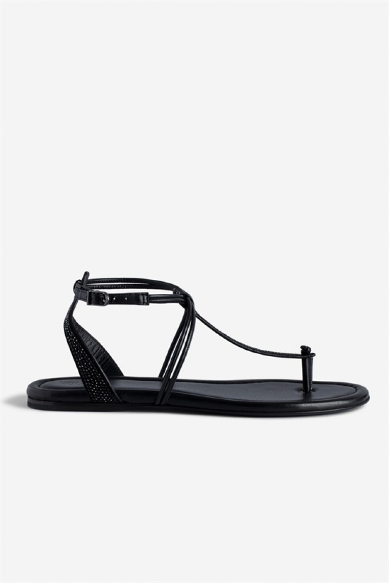 Zadig & Voltaire Moonstar Zamszowe Sandals Czarne | ZV-255789