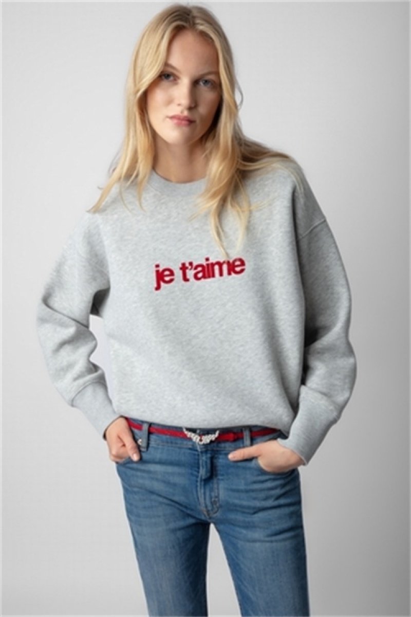 Zadig & Voltaire Oscar Je T'aime Sweatshirt Szare | ZV-256252