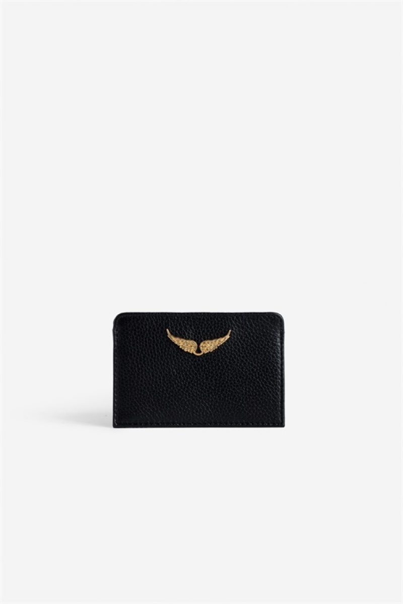 Zadig & Voltaire Pass Card Holder Czarne Złote | ZV-255943