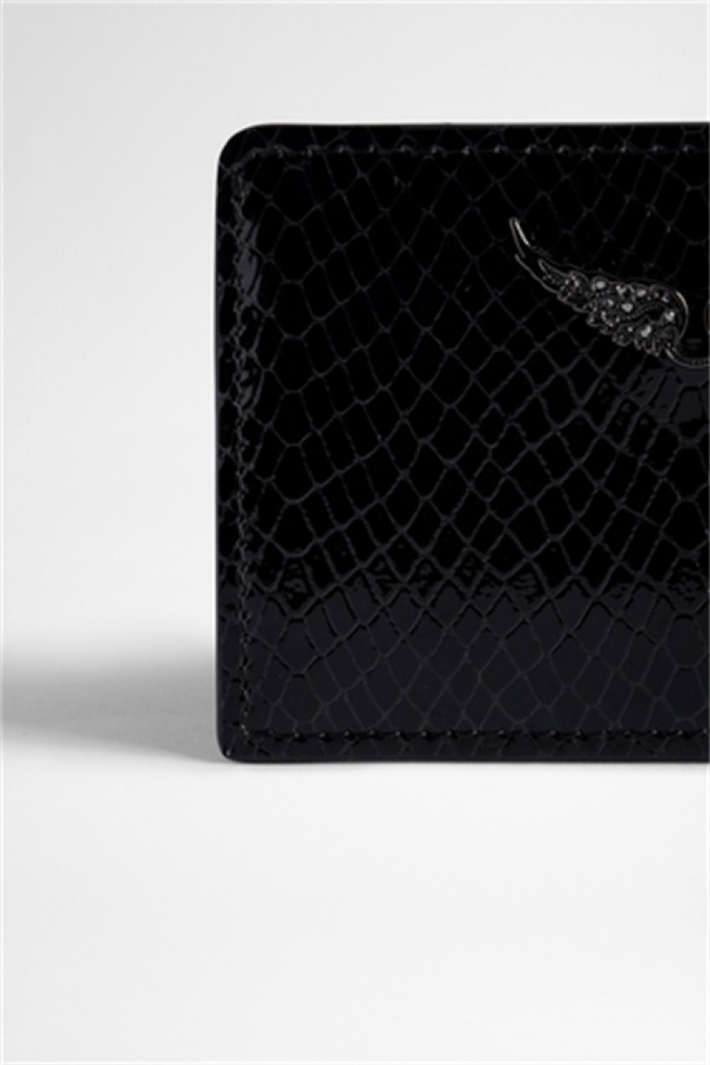 Zadig & Voltaire Pass Glossy Wallet Czarne | ZV-255951