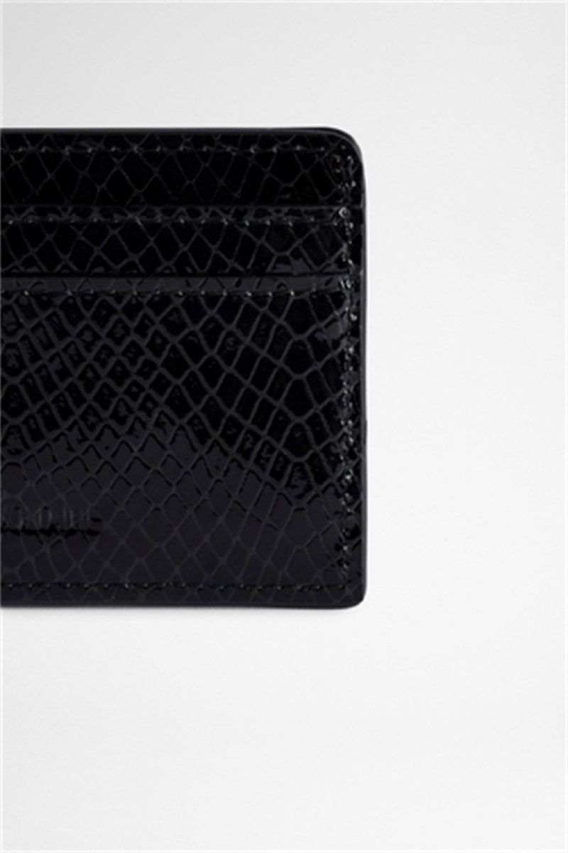 Zadig & Voltaire Pass Glossy Wallet Czarne | ZV-255951