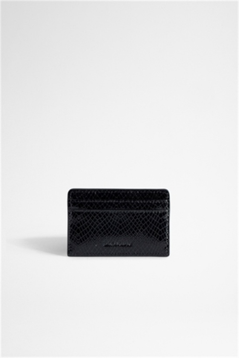 Zadig & Voltaire Pass Glossy Wallet Czarne | ZV-255951