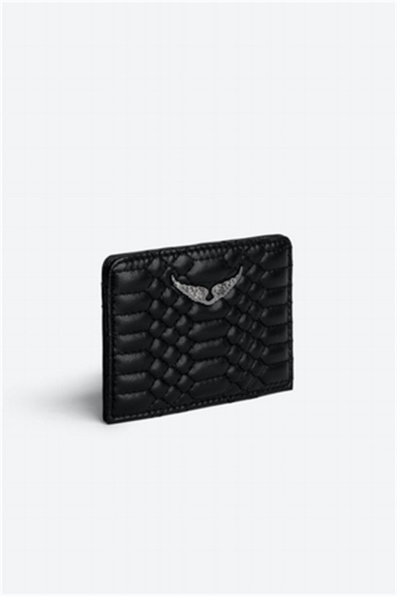 Zadig & Voltaire Pass Mat Card Holder Czarne | ZV-255949