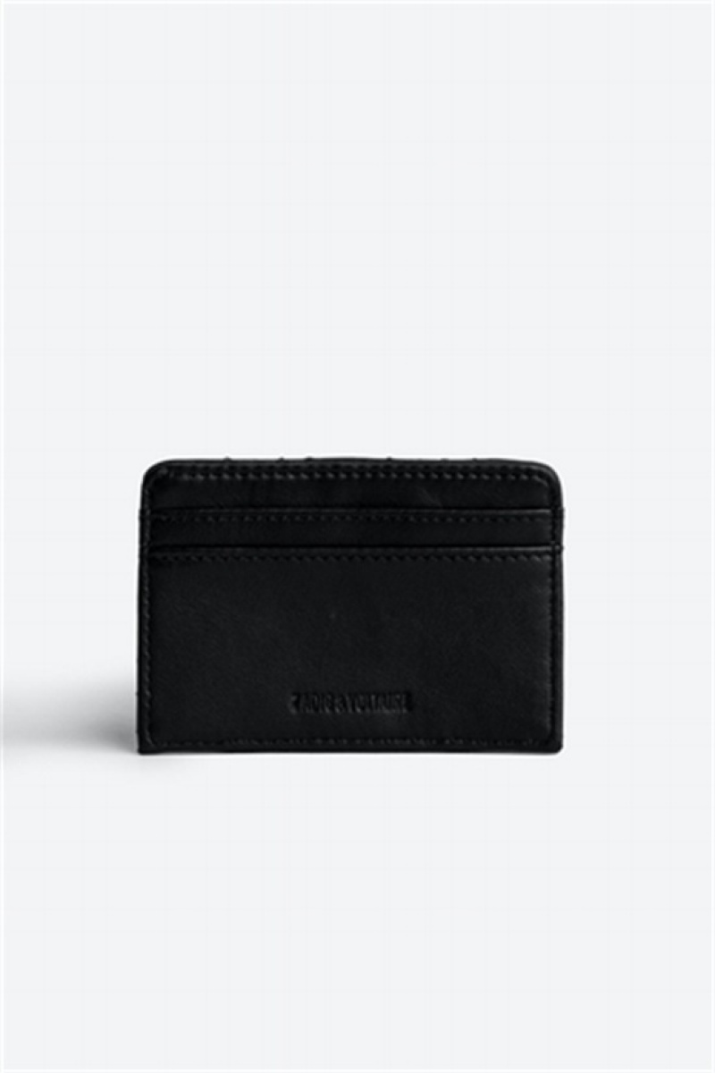 Zadig & Voltaire Pass Mat Card Holder Czarne | ZV-255949