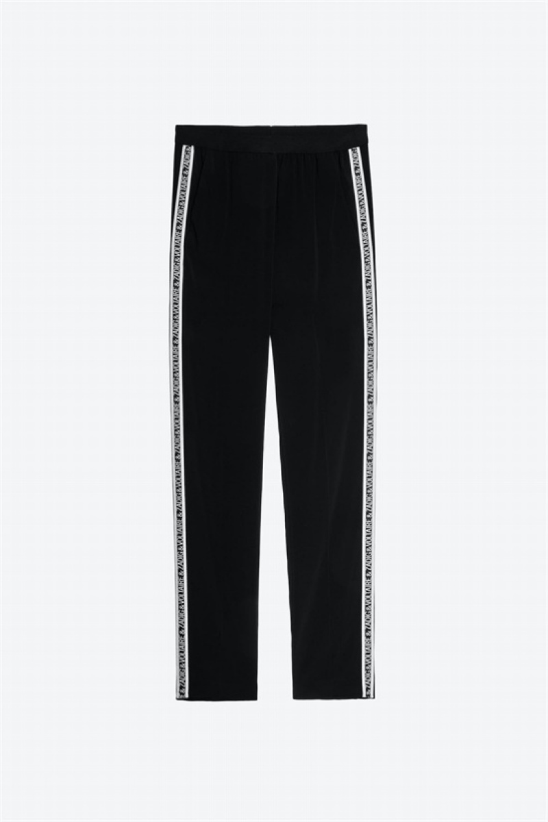 Zadig & Voltaire Paula Band Pants Czarne | ZV-256243