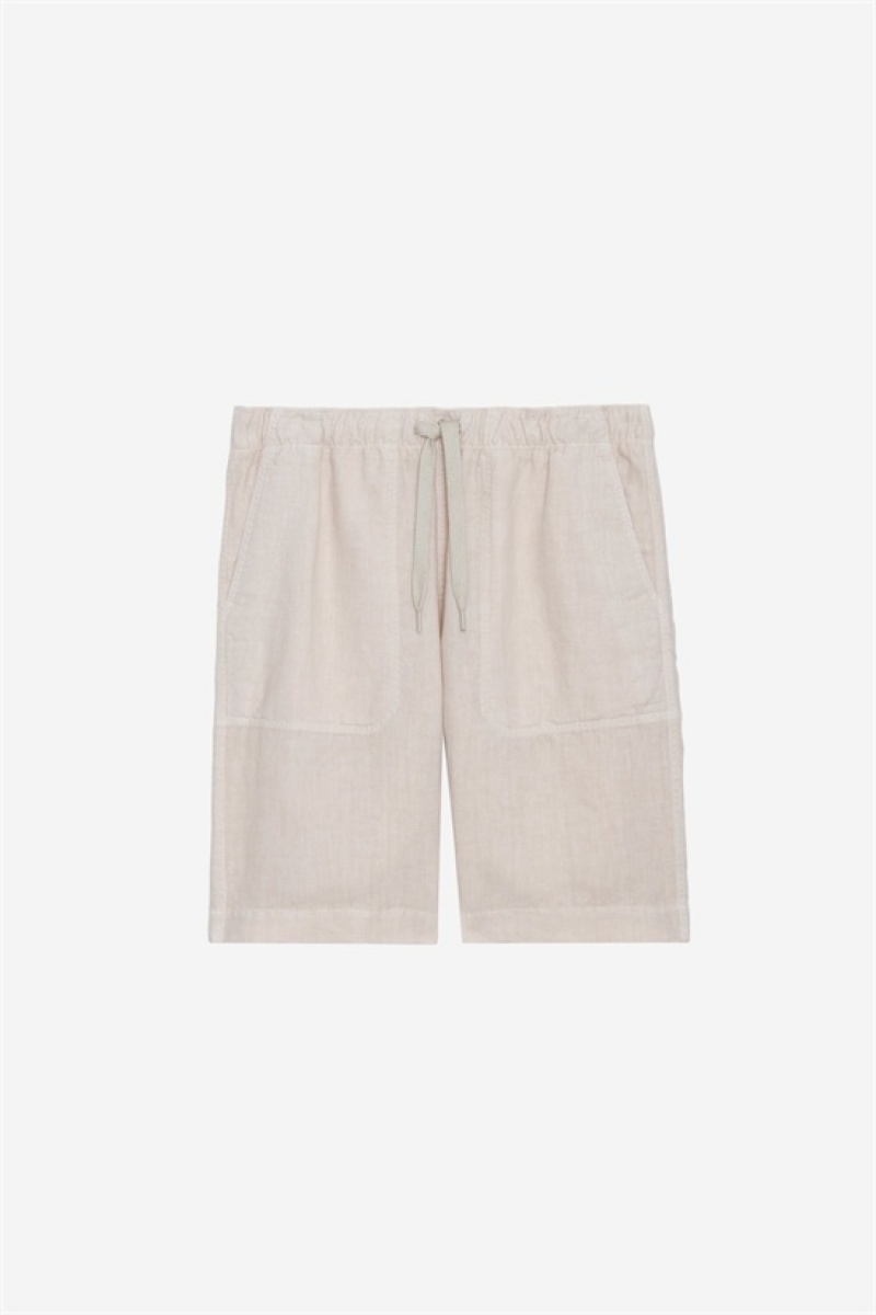 Zadig & Voltaire Pixel Linen Bermuda Beżowe | ZV-255733